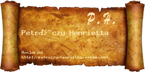 Petróczy Henrietta névjegykártya