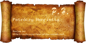 Petróczy Henrietta névjegykártya