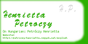 henrietta petroczy business card