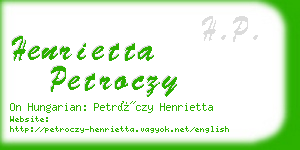 henrietta petroczy business card